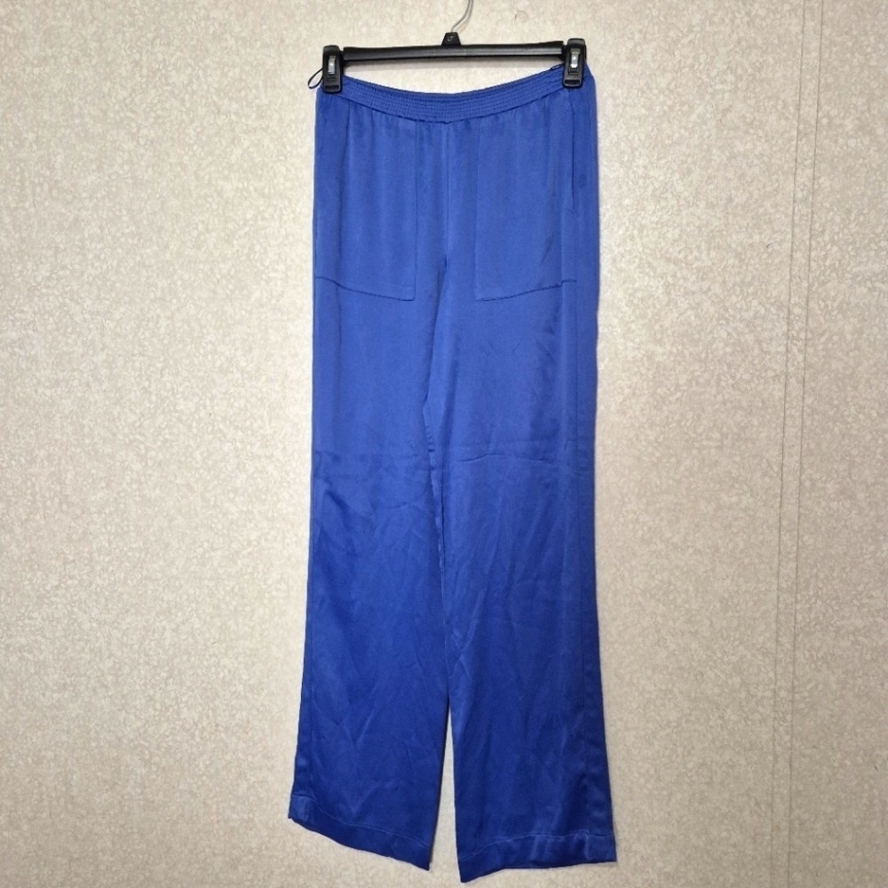 Zara Blue Wide-Leg Trousers with Elegant Drape..Size:S